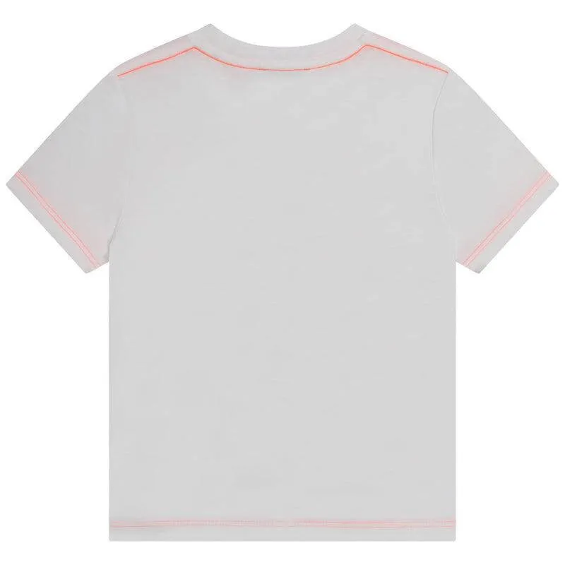 Boys White Cotton Logo T-shirt