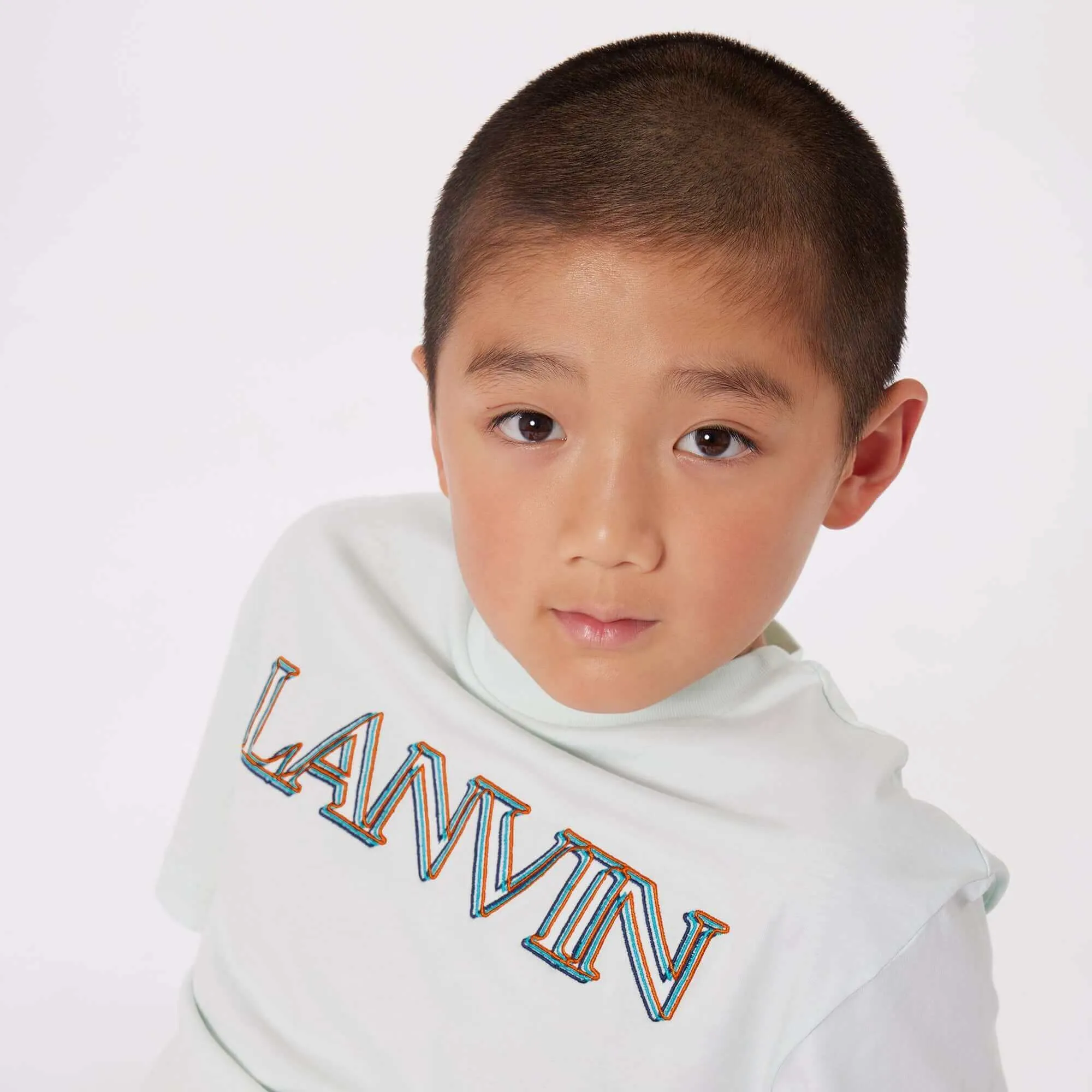 Boys White Cotton Logo T-Shirt