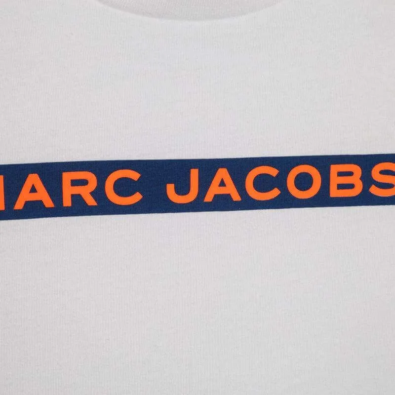 Boys White Cotton Logo T-shirt
