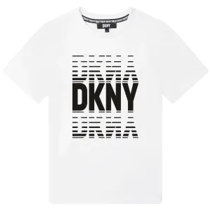 Boys White Cotton Logo T-shirt