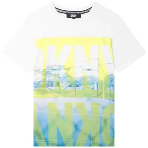 Boys White Cotton Logo T-Shirt