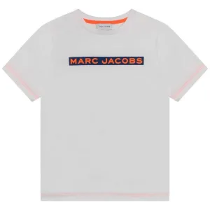 Boys White Cotton Logo T-shirt