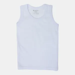 Boys' White Cotton Sleeveless Undershirt