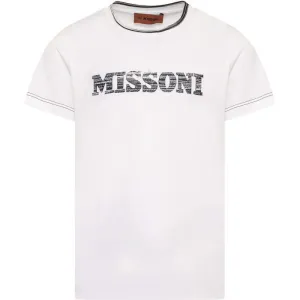 Boys White Distorted Logo T-Shirt