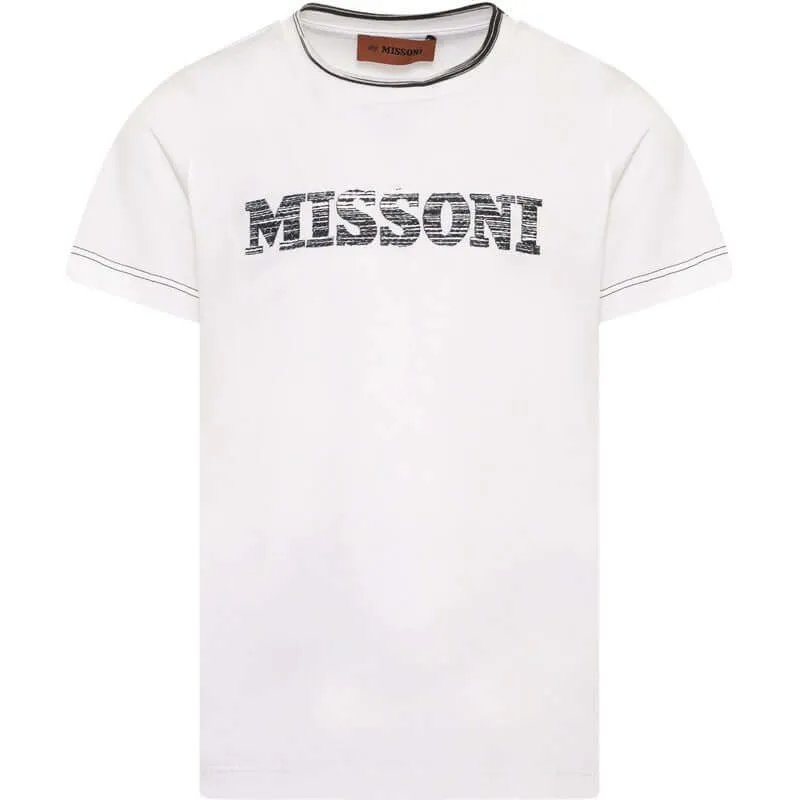 Boys White Distorted Logo T-Shirt