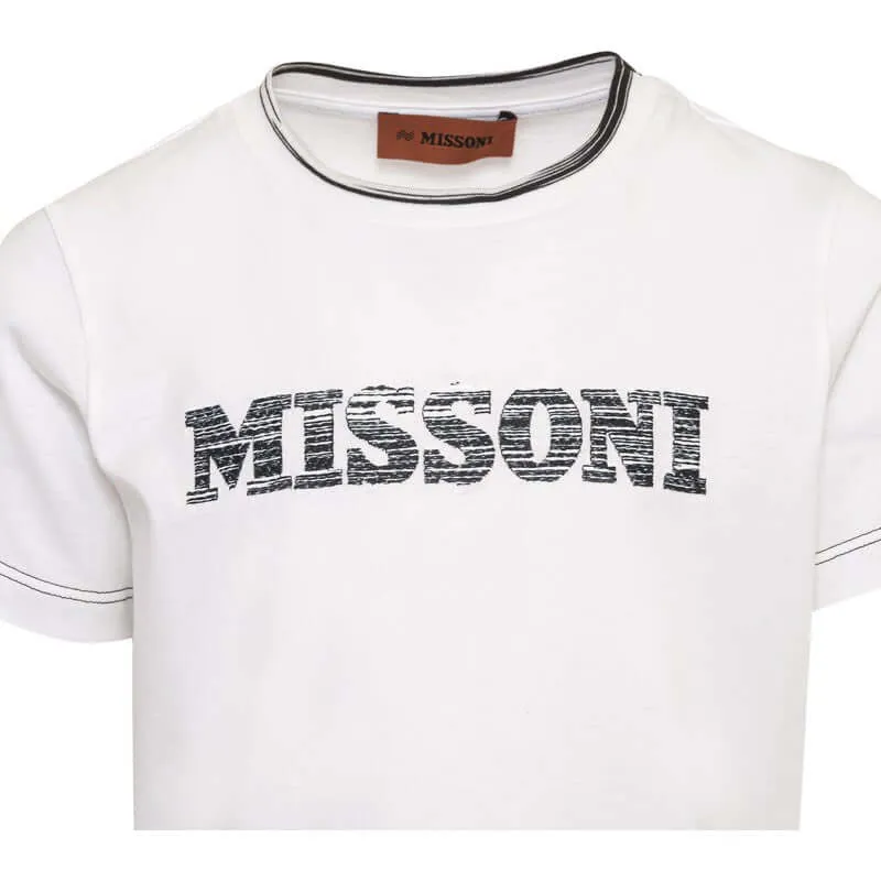Boys White Distorted Logo T-Shirt