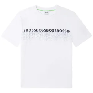 Boys White Gradient Logo Short Sleeve T-shirt