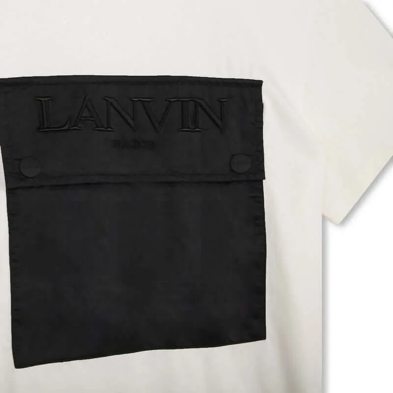 Boys White Large Pocket T-Shirt