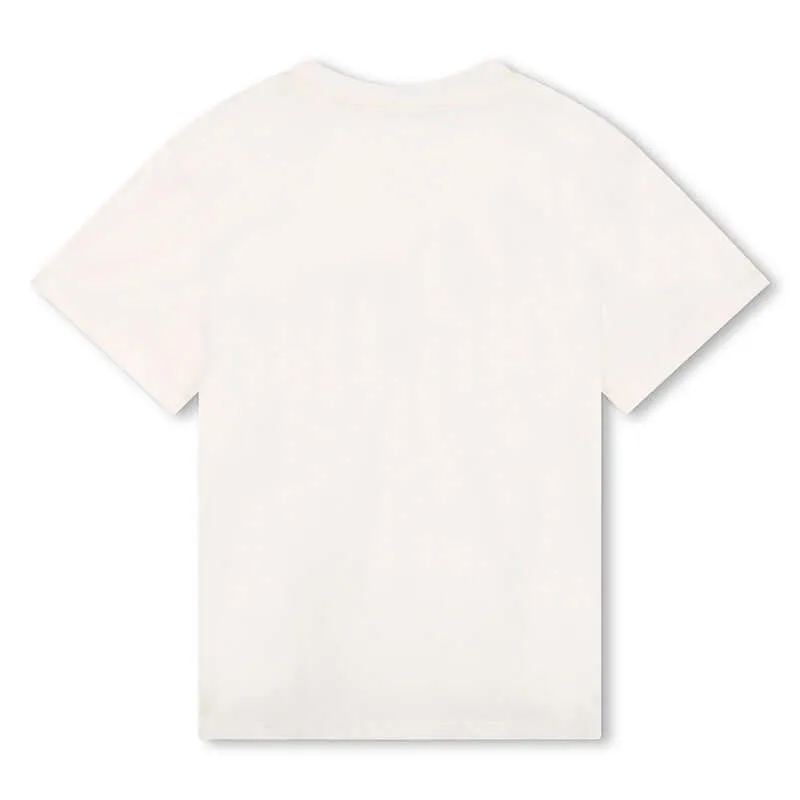 Boys White Large Pocket T-Shirt