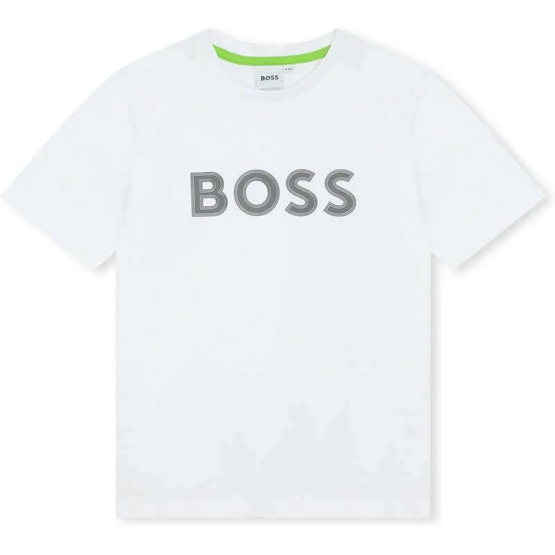 Boys White Logo Short Sleeve T-Shirt