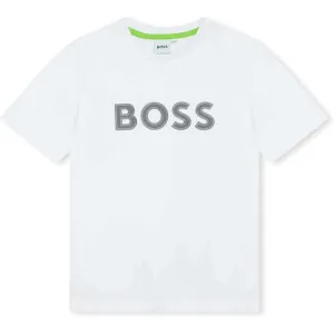 Boys White Logo Short Sleeve T-Shirt
