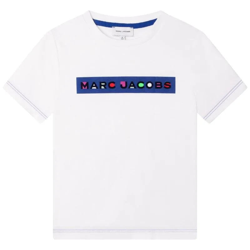 Boys White Multi Colour Logo T-Shirt