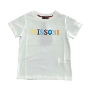 Boys White Multi Logo T-Shirt