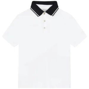 Boys White Short Sleeve Cotton Polo Shirt