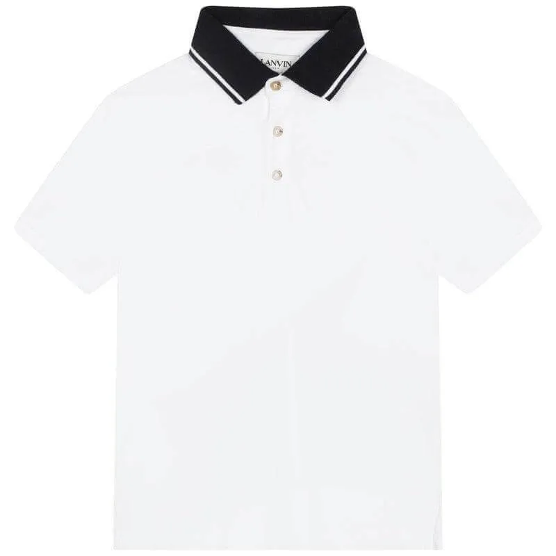 Boys White Short Sleeve Cotton Polo Shirt