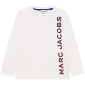 Boys White Side Logo Long Sleeve T-Shirt