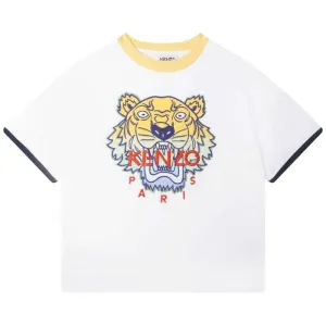 Boys White Tiger Logo T-Shirt