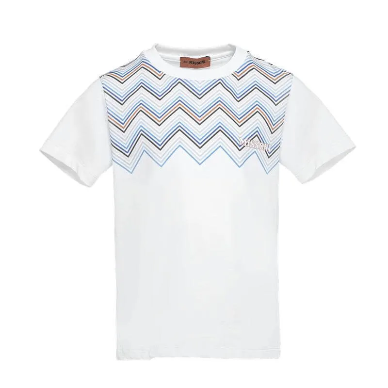 Boys White Zig Zag T-Shirt