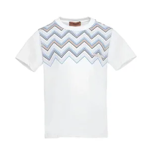 Boys White Zig Zag T-Shirt