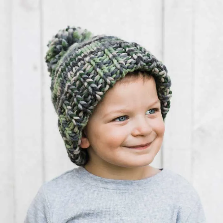 Camouflage Army Green Knit Beanie Hat by Huggalugs
