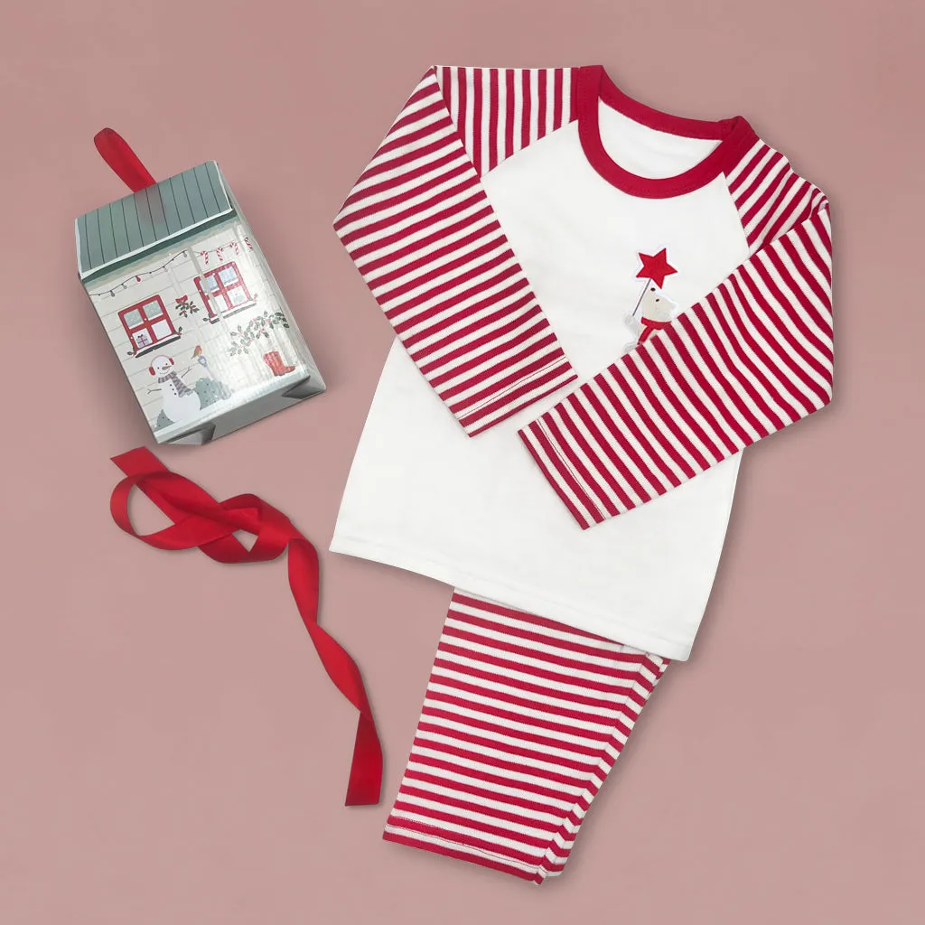 Christmas Baby Pyjamas Red and White Striped - Size 3-4 years
