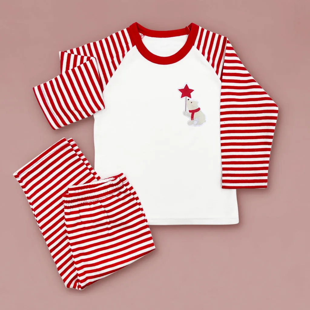 Christmas Baby Pyjamas Red and White Striped - Size 3-4 years
