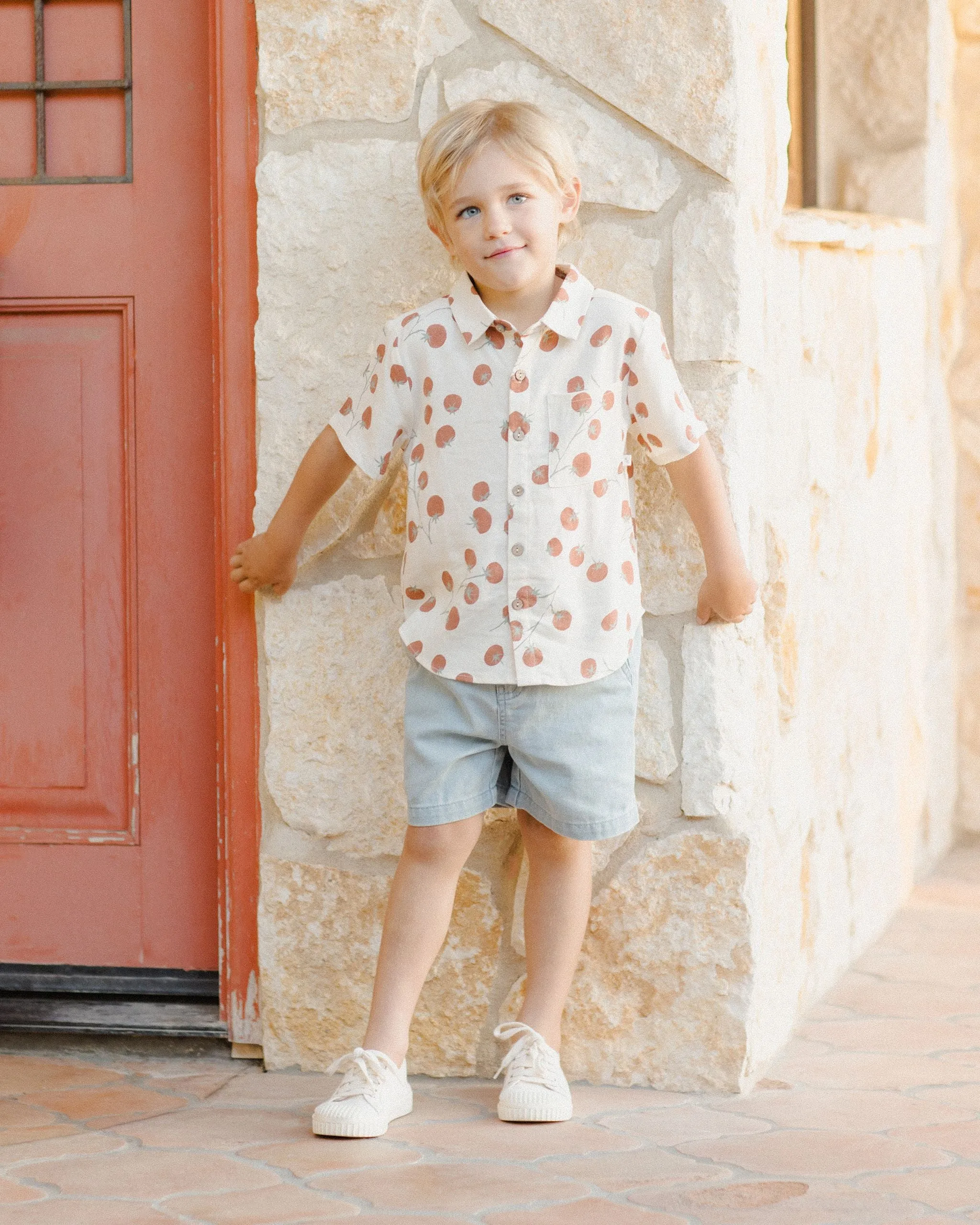 Collared Short Sleeve Shirt - Tomatoes by Rylee   Cru
