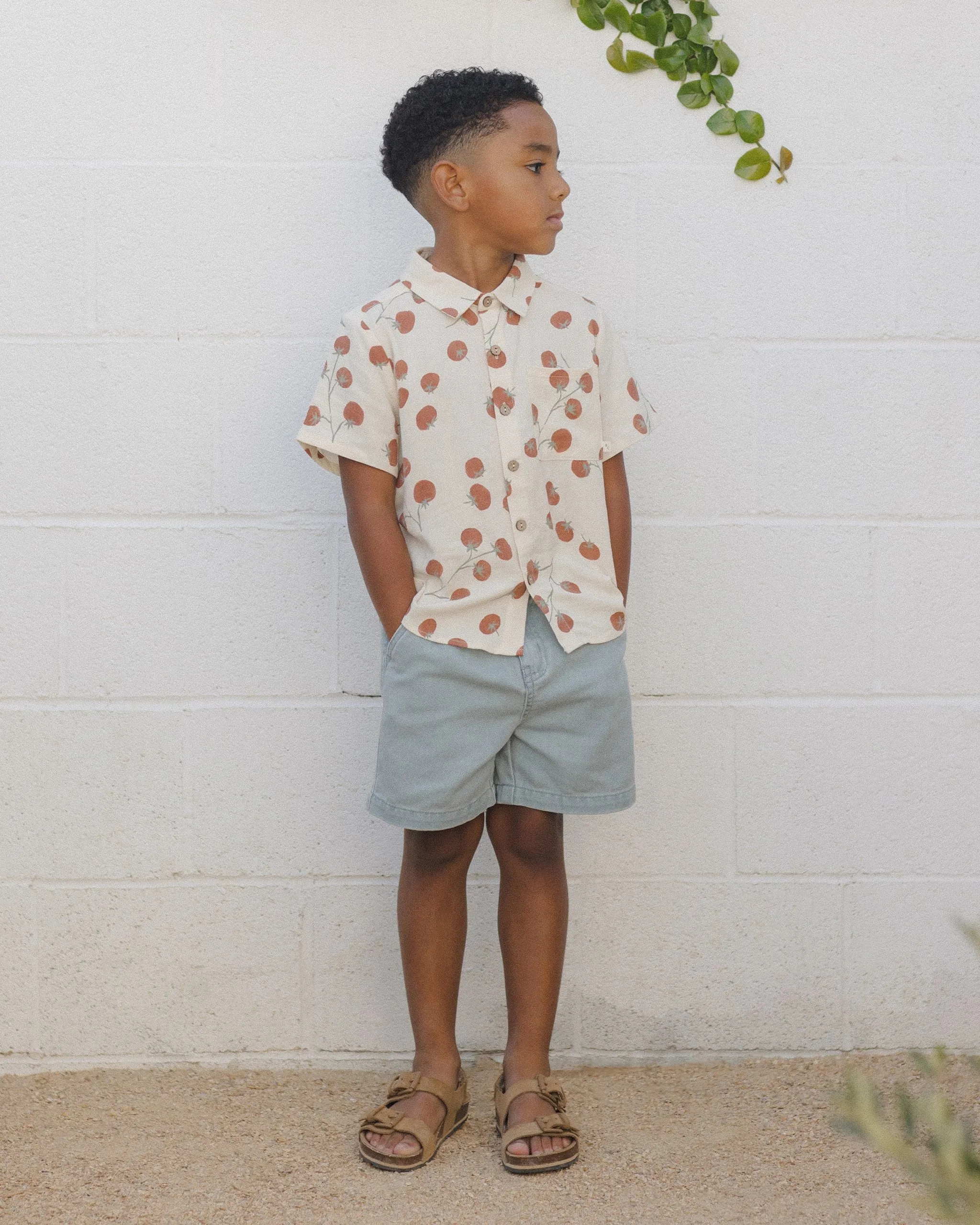 Collared Short Sleeve Shirt - Tomatoes by Rylee   Cru