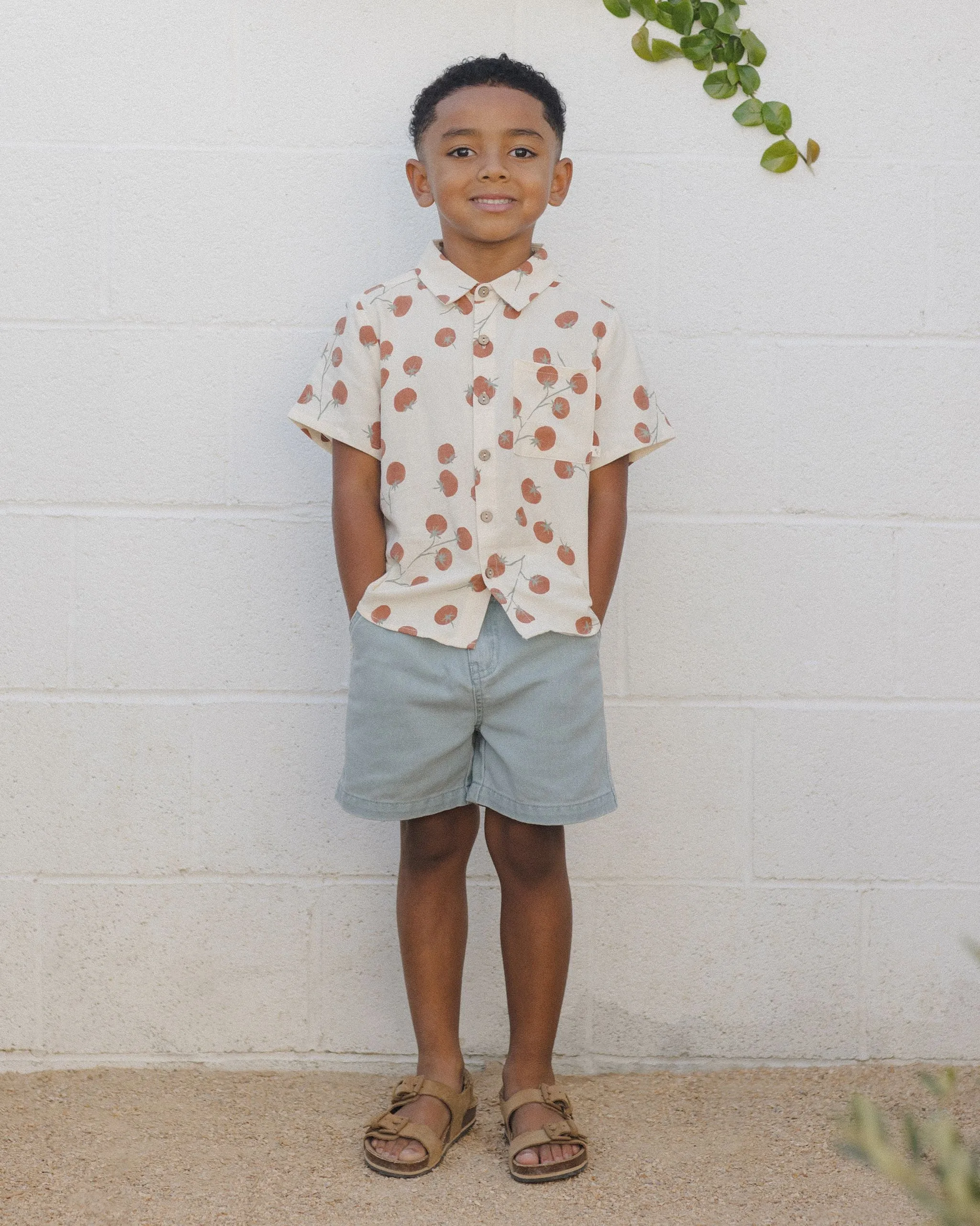 Collared Short Sleeve Shirt - Tomatoes by Rylee   Cru
