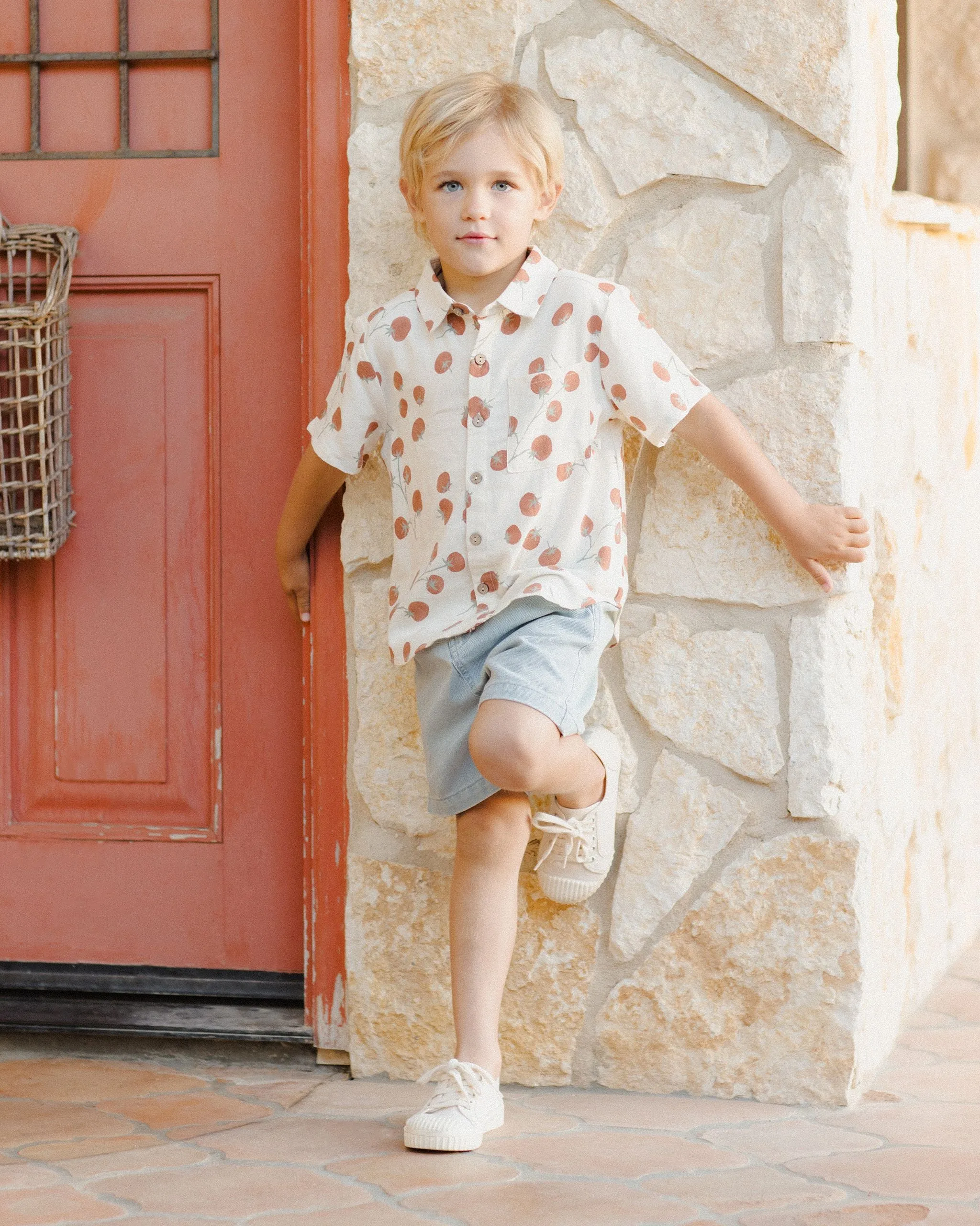 Collared Short Sleeve Shirt - Tomatoes by Rylee   Cru