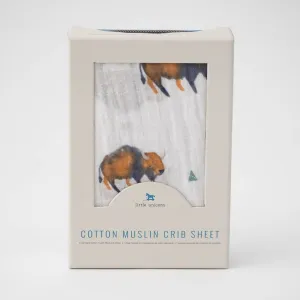 Cotton Muslin Fitted Crib Sheet - Bison by Little Unicorn