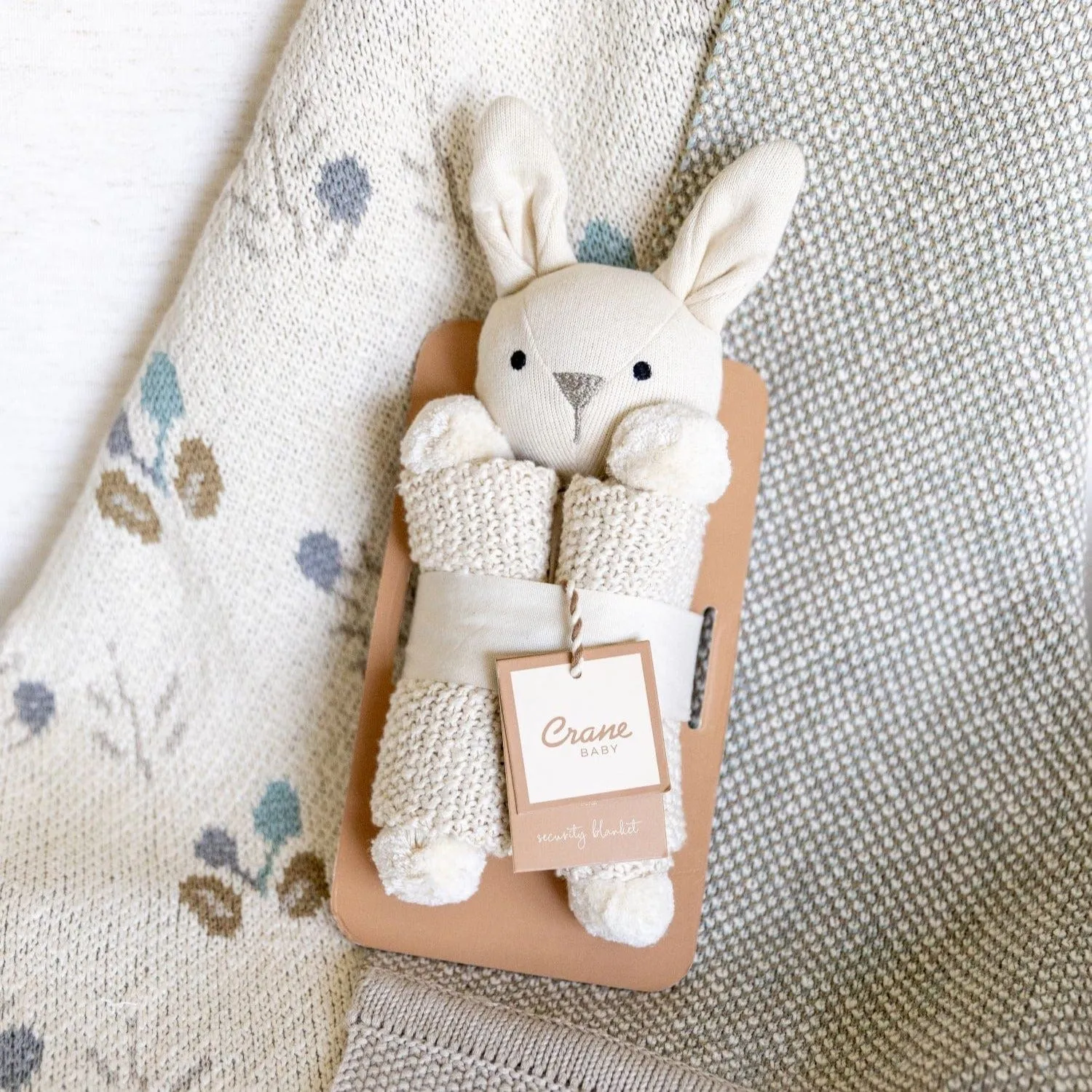 Crane Baby Avery Organic Baby Lovey Blanket (Ollie The Bunny)