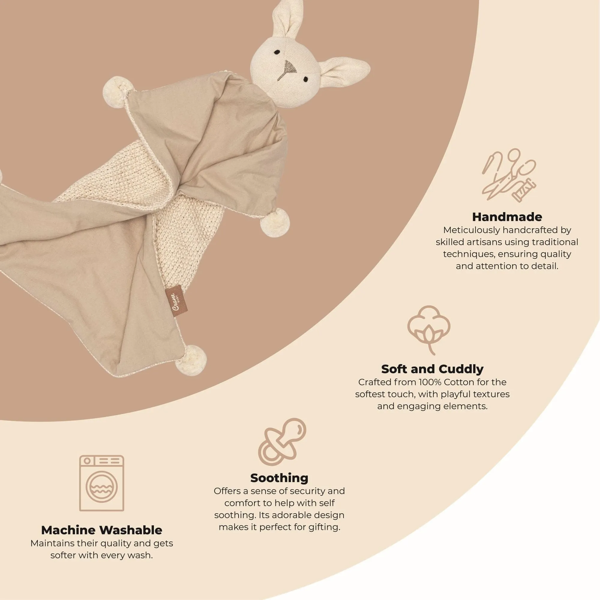 Crane Baby Avery Organic Baby Lovey Blanket (Ollie The Bunny)