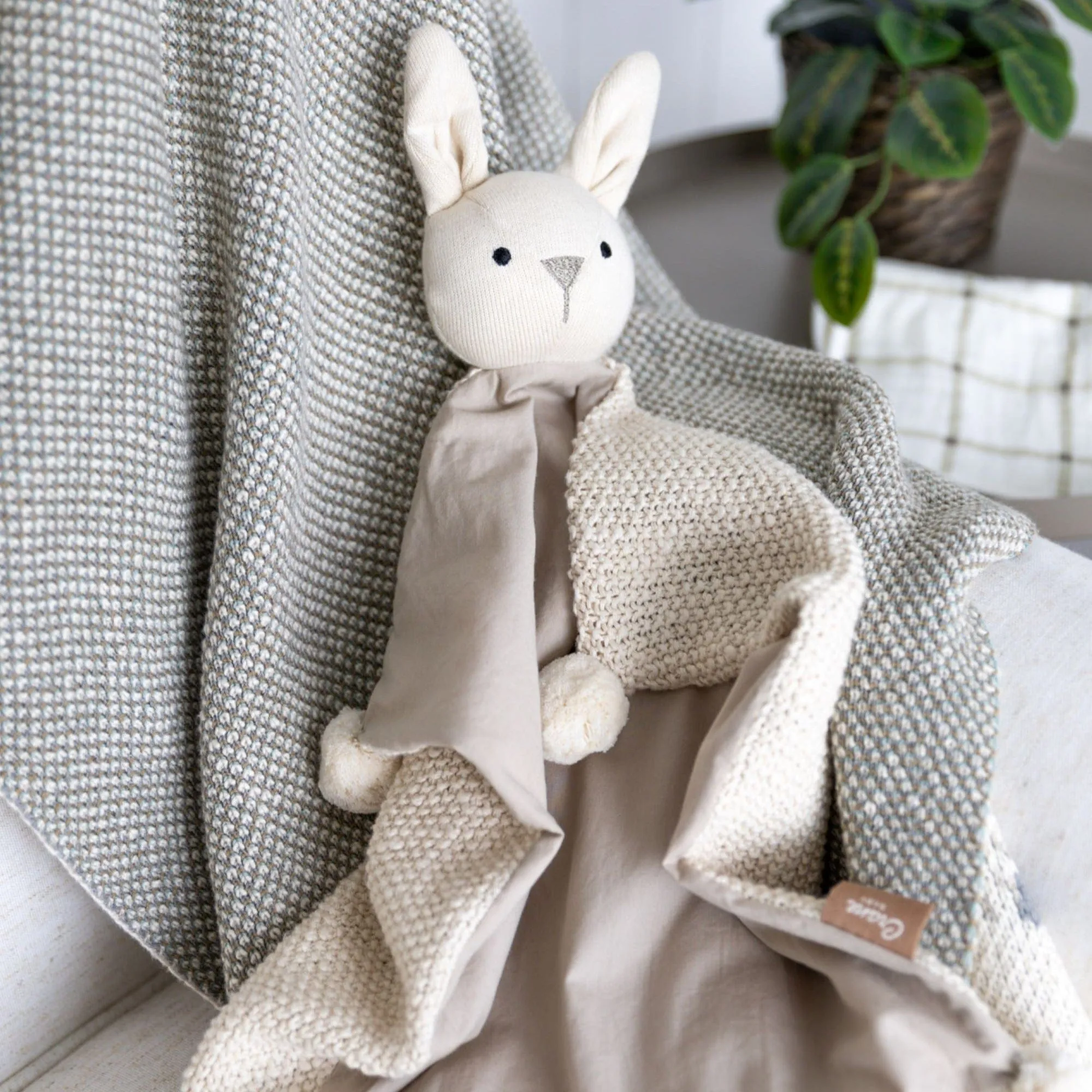 Crane Baby Avery Organic Baby Lovey Blanket (Ollie The Bunny)
