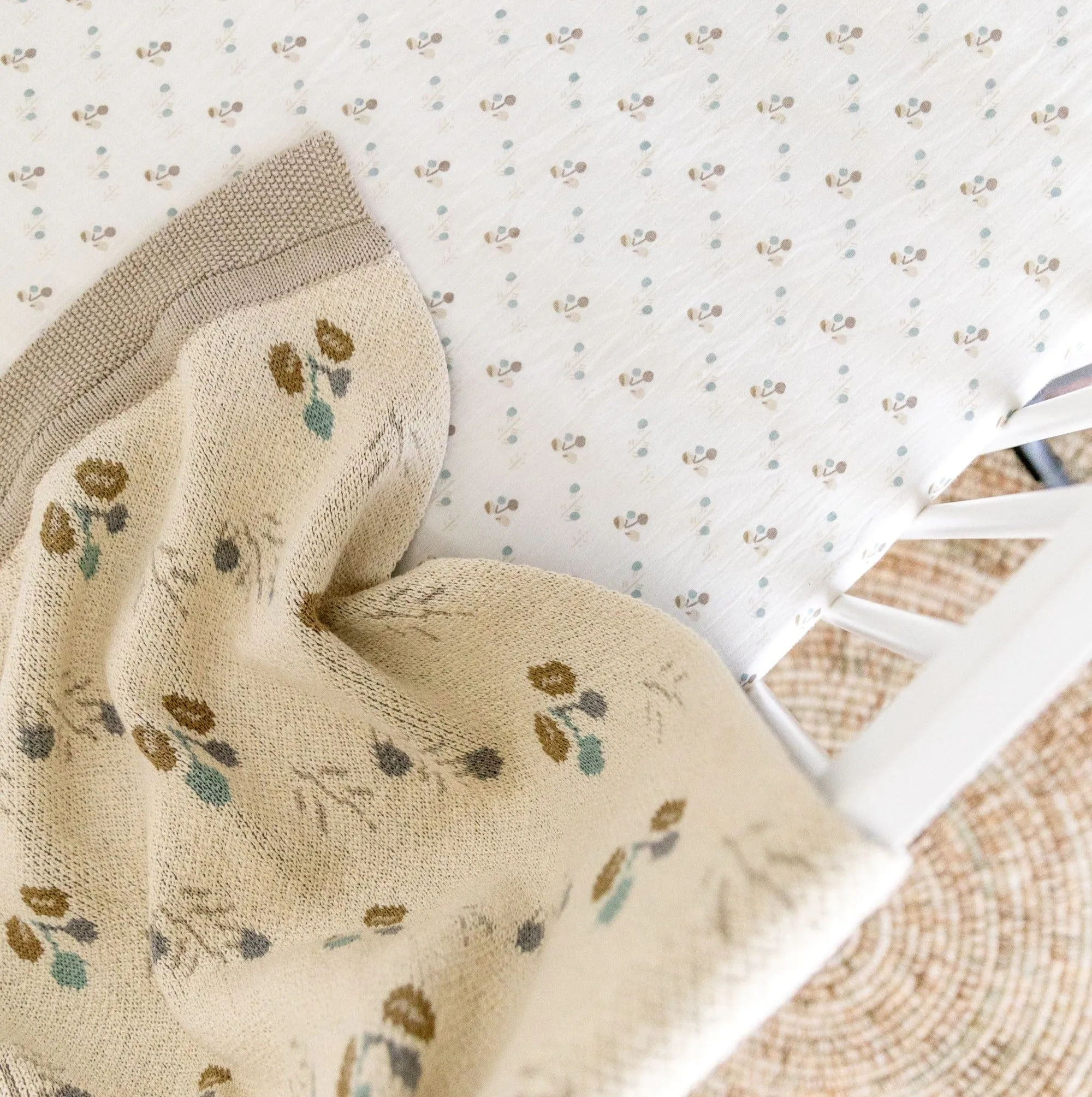 Crane Baby Avery Organic Cotton Knitted Baby Blanket (Poppy)