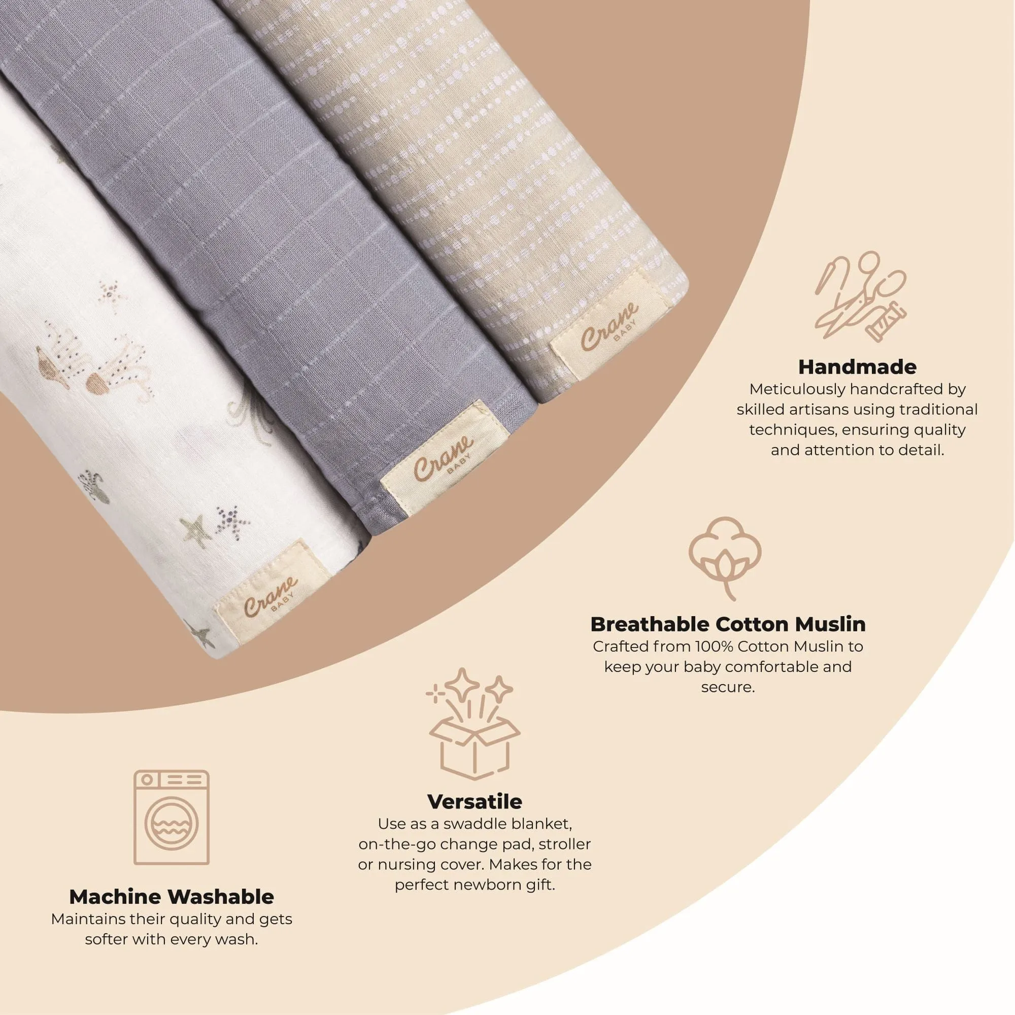 Crane Baby Cove 3-pc. Swaddle Set