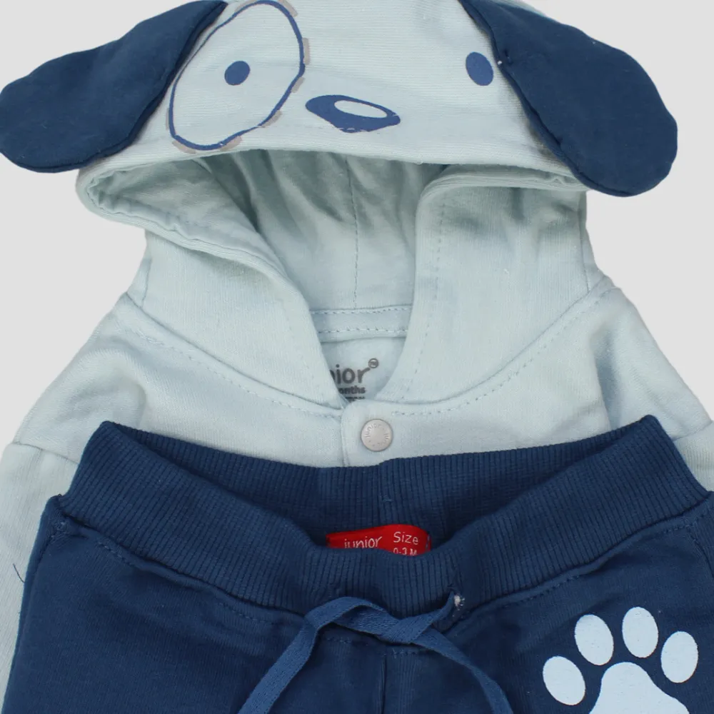 Cute Woofing Puppy Long-Sleeved Fleeced Hooded Pajama