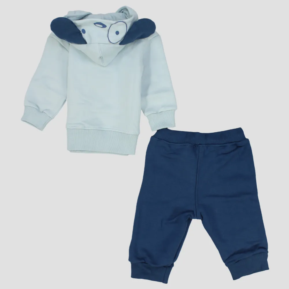 Cute Woofing Puppy Long-Sleeved Fleeced Hooded Pajama