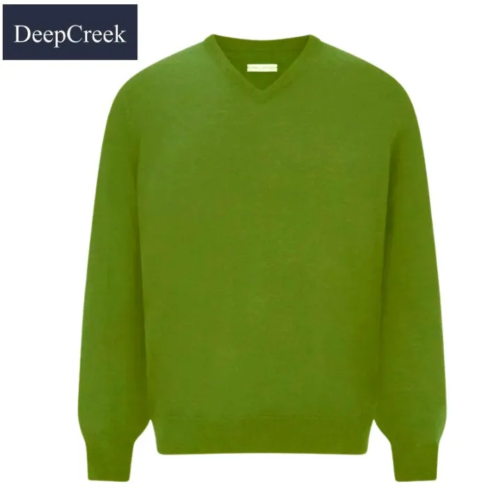 D.C.R.K. V-Neck Green Knit Jumper Green