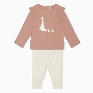 Duck Frilled Top & Leggings Outfit