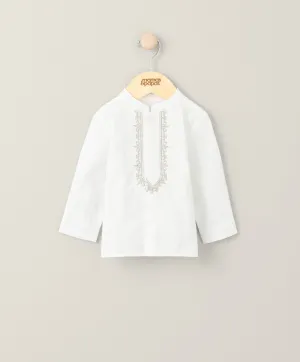 Embroidered Kurta Shirt - White