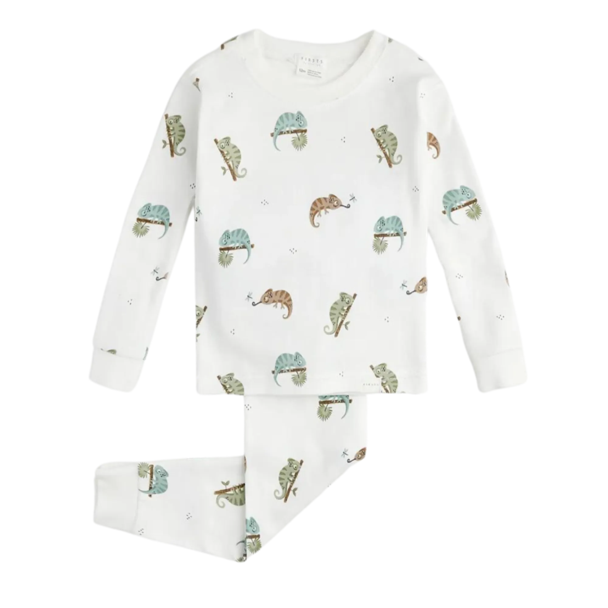 FIRSTS Chameleon Print on Off-White Infant PJ Set