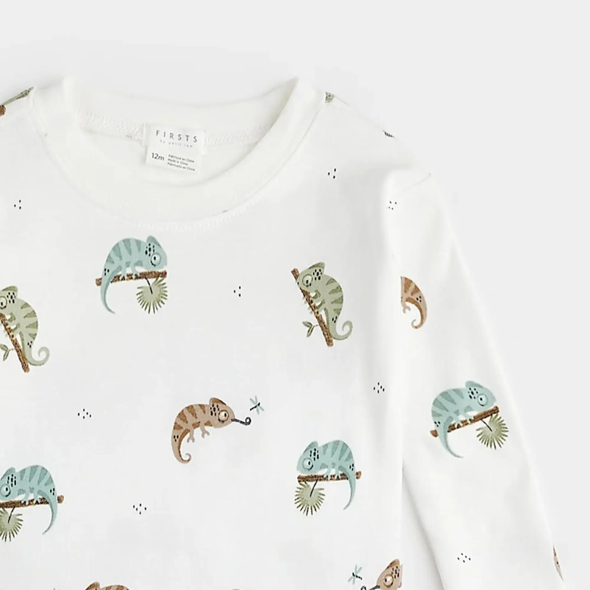 FIRSTS Chameleon Print on Off-White Infant PJ Set