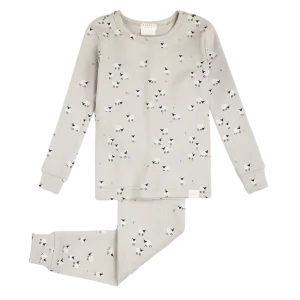 FIRSTS Fluffy Sheep Print on Lunar Rock Ribbed PJ Set