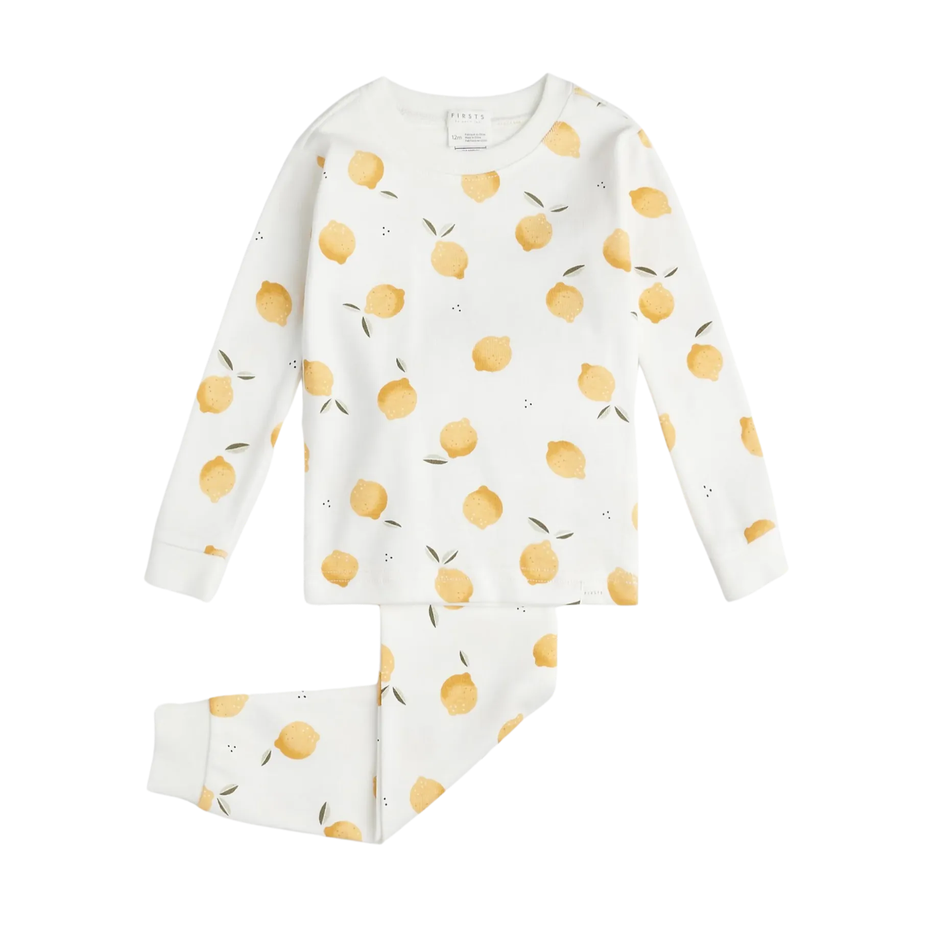 FIRSTS Lemon Print on Off-White Infant PJ Set
