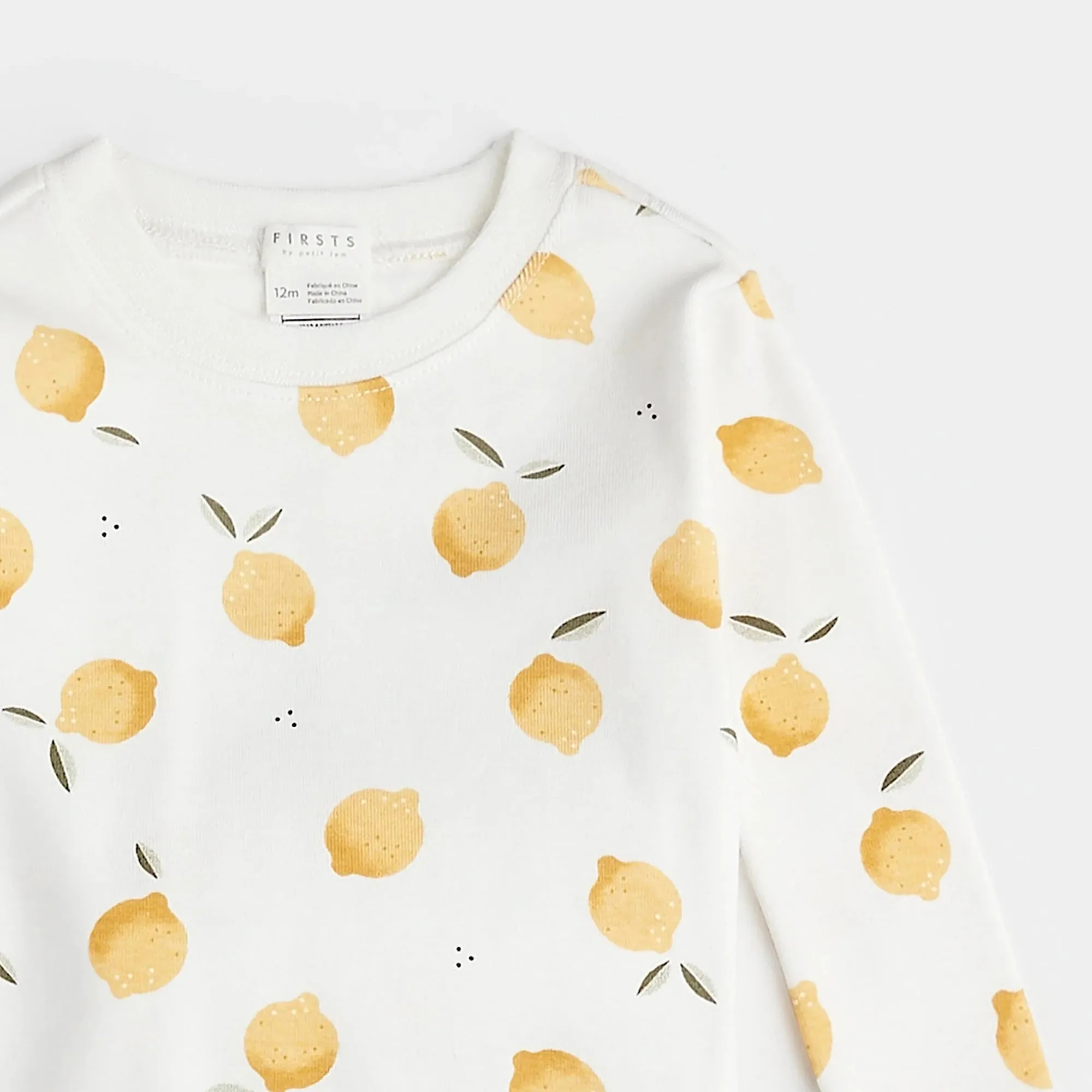 FIRSTS Lemon Print on Off-White Infant PJ Set