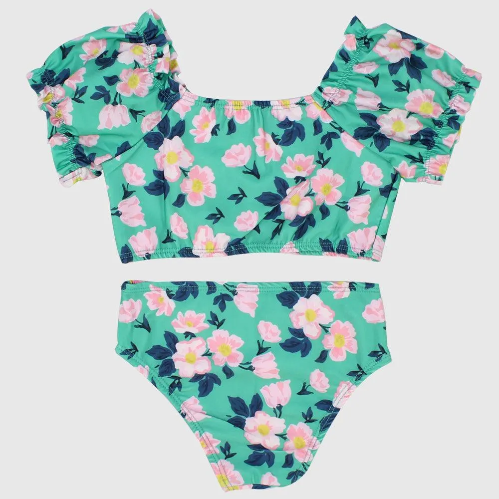 Flowery Short-Sleeved Bikini