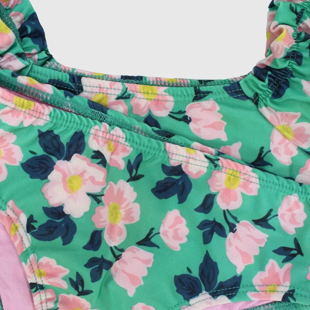 Flowery Short-Sleeved Bikini