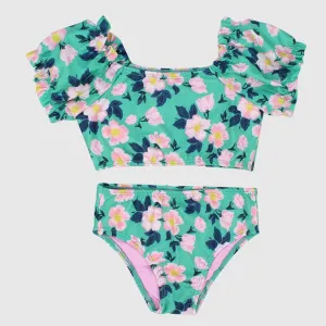 Flowery Short-Sleeved Bikini