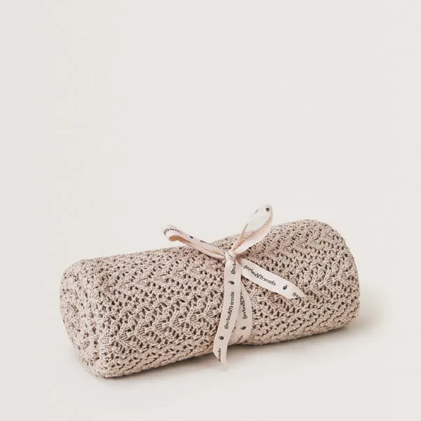 Garbo&Friends Crochet Cotton/Wool Blanket – Beige